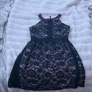 by & by Black and Pink Lace Kids Dress
